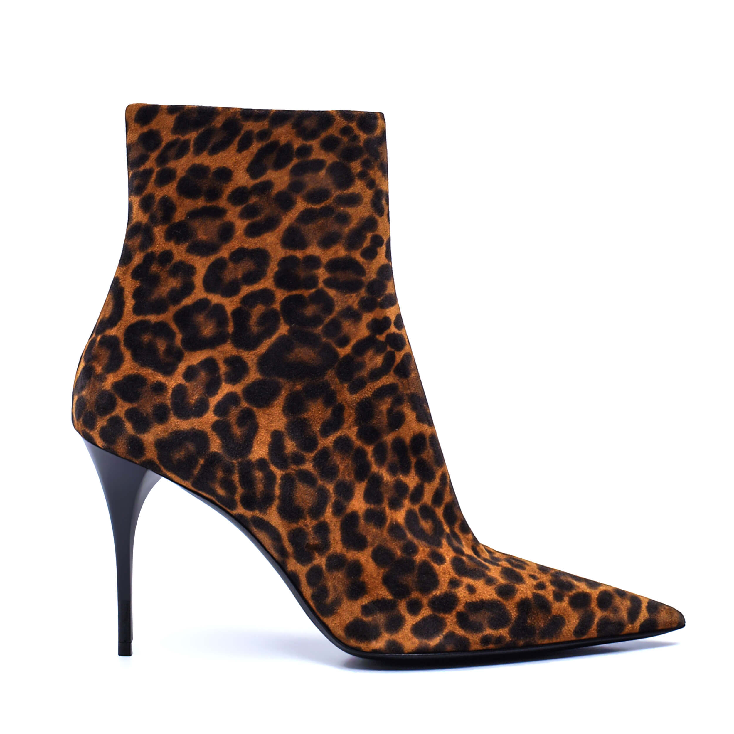 Saint Laurent - Leopard Print Suede Ankle Booties / 39